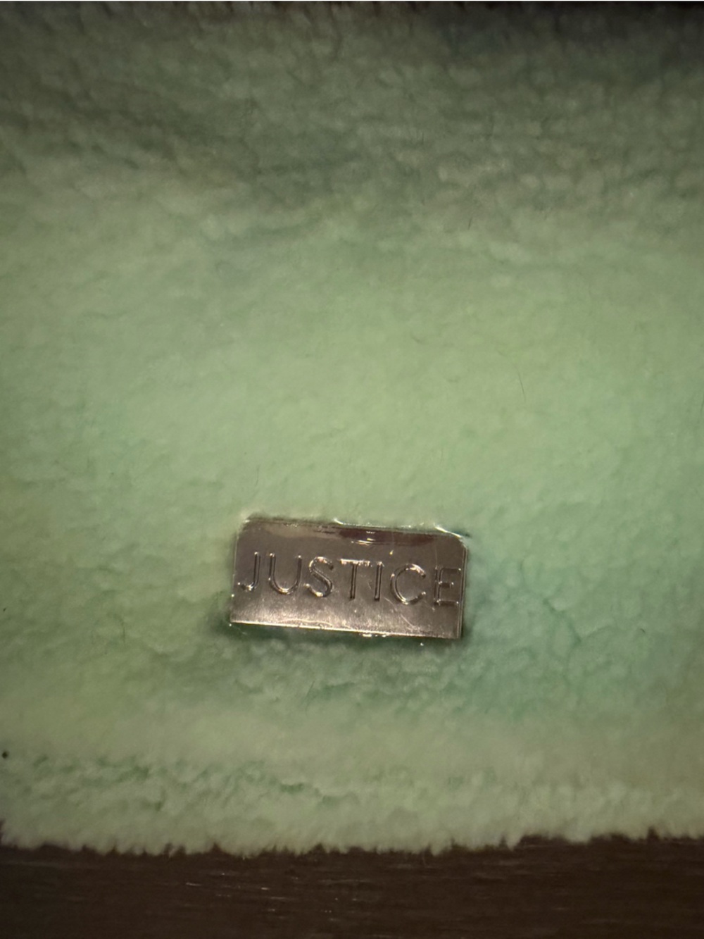 Justice Mint Green Fuzzy Crossbody Bag with Silver Chain - Picture 2 of 5